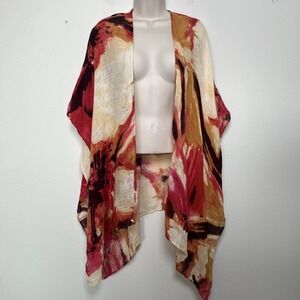 Chico's Women Linen Duster Cardigan Kimono‎ Top O/S Artsy Lagenlook Asymmetrical